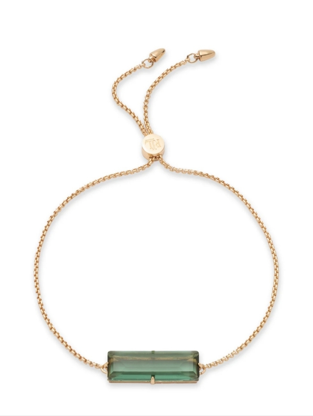Lauren‎ Ralph Lauren Gold tone green Erinite Baguette Stone Slider Bracelet nee